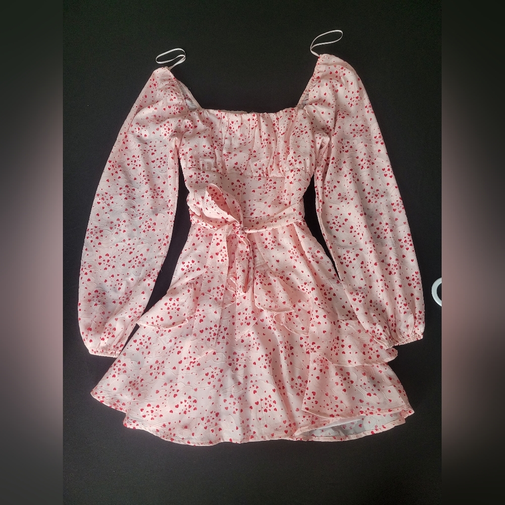 Francesca's Blue rain valentines heart dress small